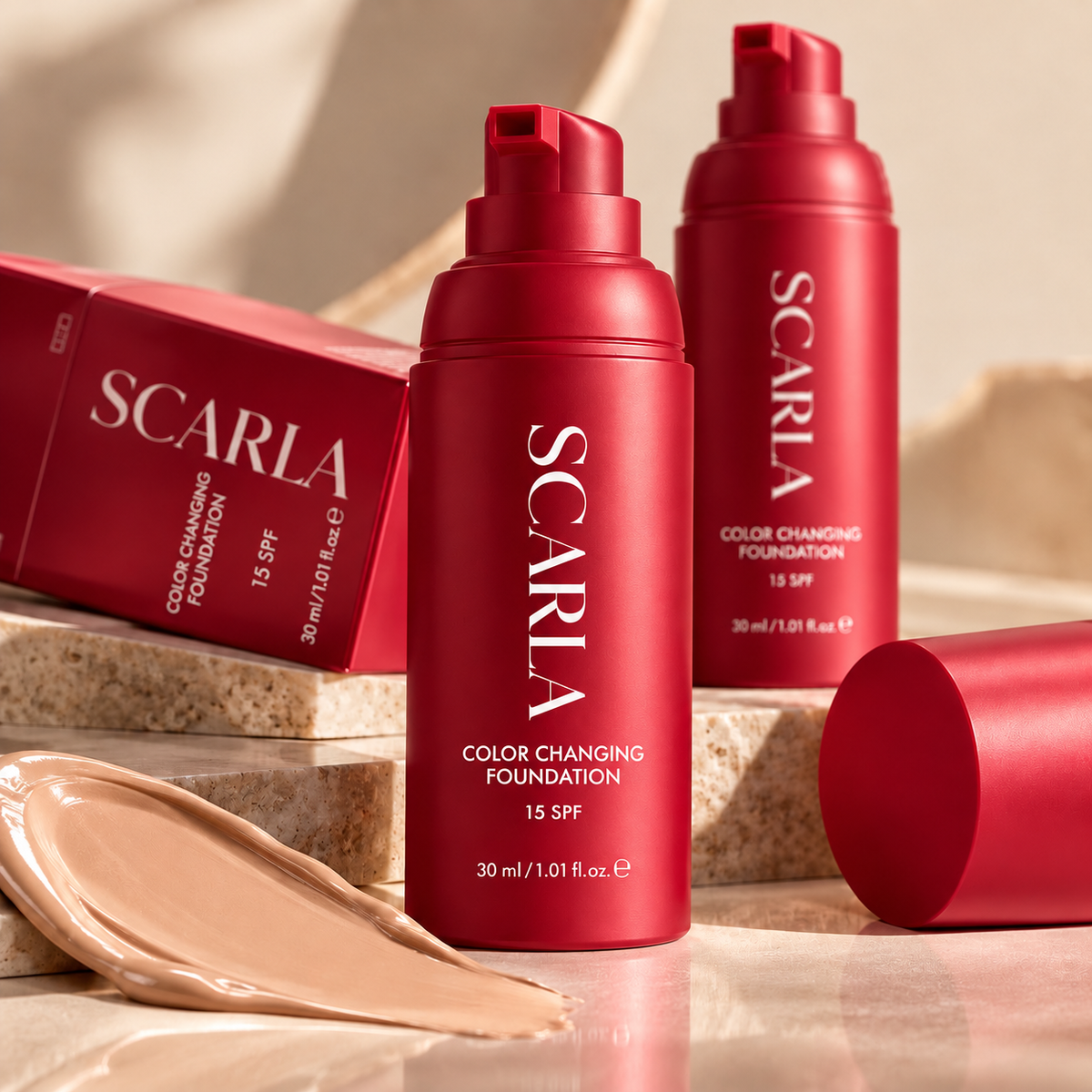 SCARLA – Fond de teint adaptatif SPF 15