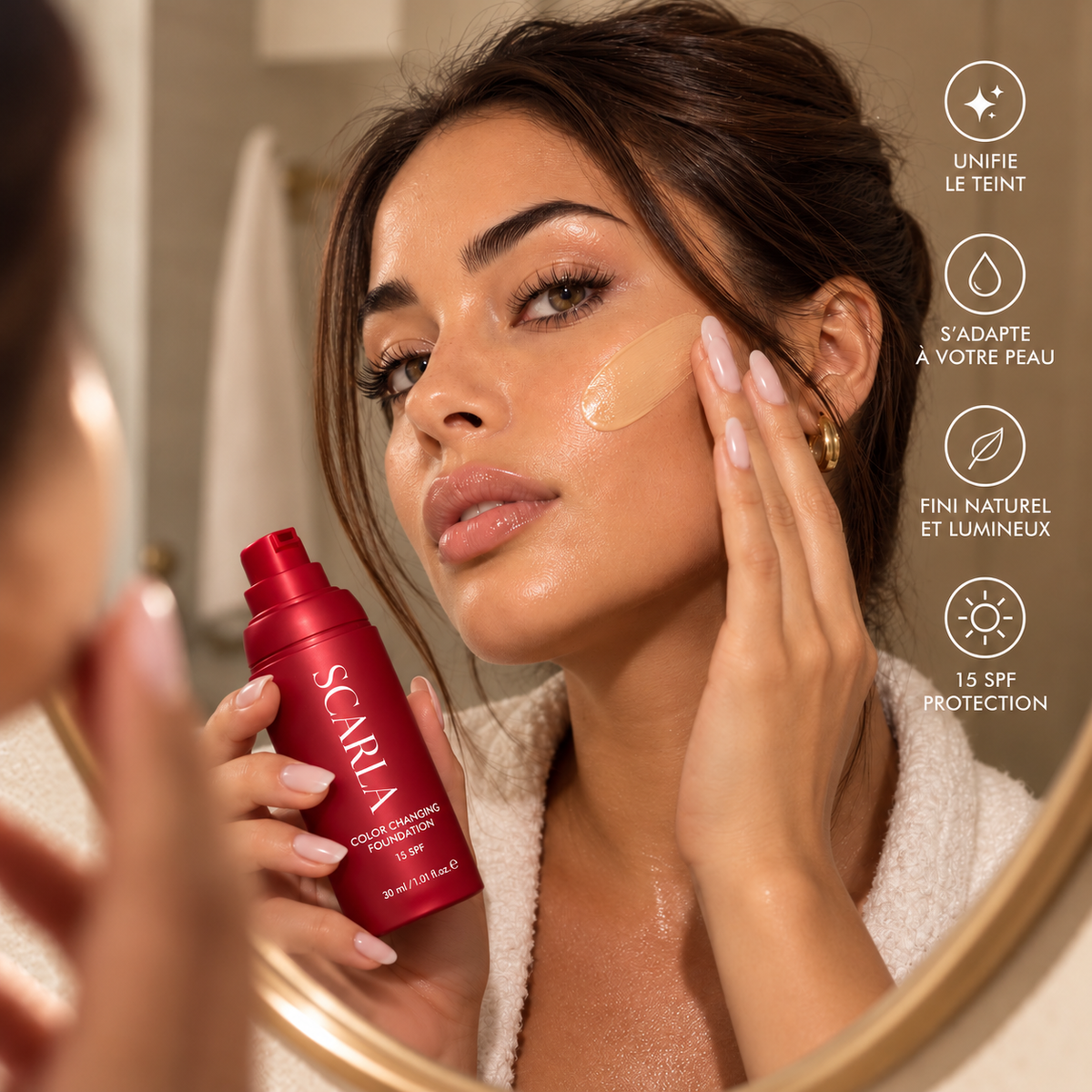 SCARLA – Fond de teint adaptatif SPF 15
